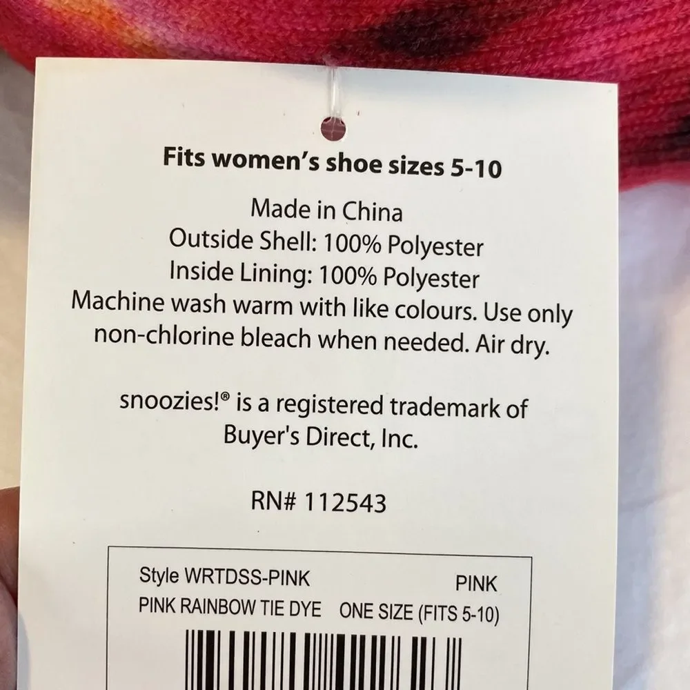 Snoozies Pink Tye-Dye Sherpa Lined Slipper Socks NWT